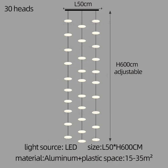 Modern Led staircase chandelier living room hanging light designer Villa duplex building oval string attic pendant lighting