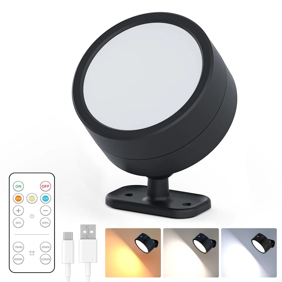 Wireless LED Magnetic Wall Light - USB Rechargeable Sconce with Remote Control