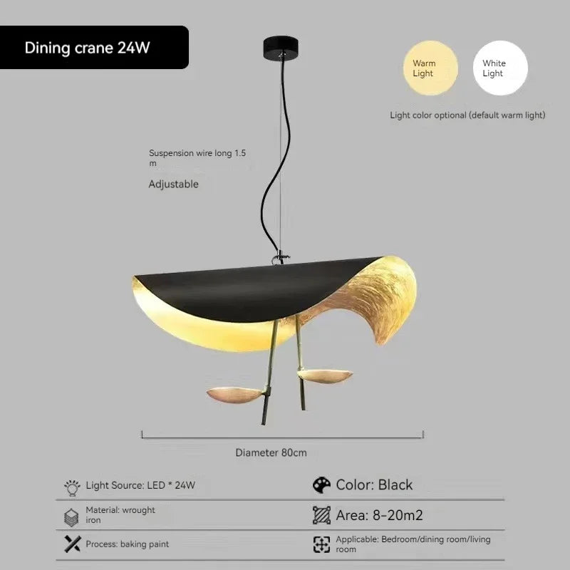 Modern Curved Chandeliers Living Room Restaurant French Hat Art Design Indoor Pendant Lights Home Decoration Eye Protection LED