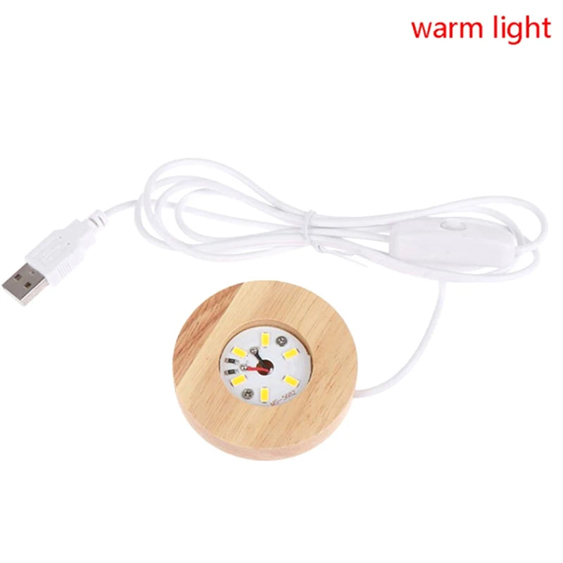 Wood Light Base Rechargeable Remote Control Wooden LED Light Rotating Display Stand Lamp Holder Lamp Base Art Ornament New