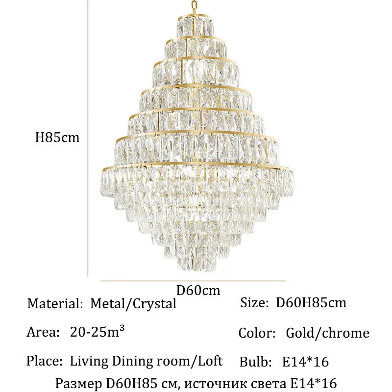 Luxury Crystal Chandelier Ceiling Pendant Lamp for Living Room Żyrandol Lamps Home Decor Lustre Salon Ceiling Light Fixtures
