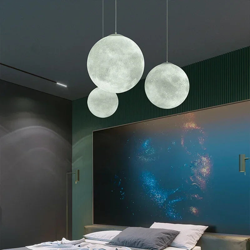 Nordic Moon Led Pendant Lights Lighting Living Dining Room Decor Chandeliers Restaurant Cafe Bar Hanging Lamp Bedroom Luminaire