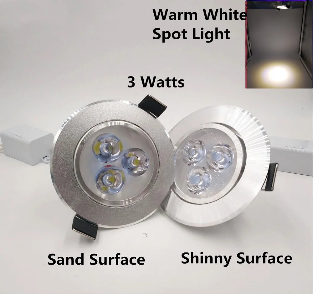 Silver White Ultra Bright LED Downlight - 3W Recessed Ceiling Spotlight