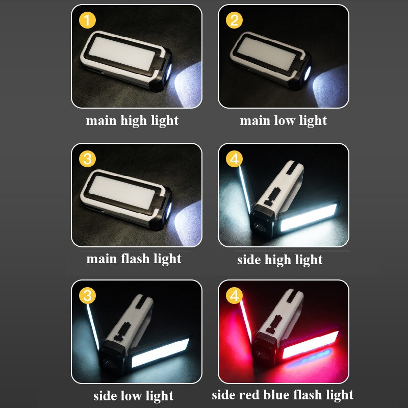 Portable USB Repair Flashlight LED Red and Blue Maintenance Warning Light for Outdoor Camping and Mountain Climbing Emergency