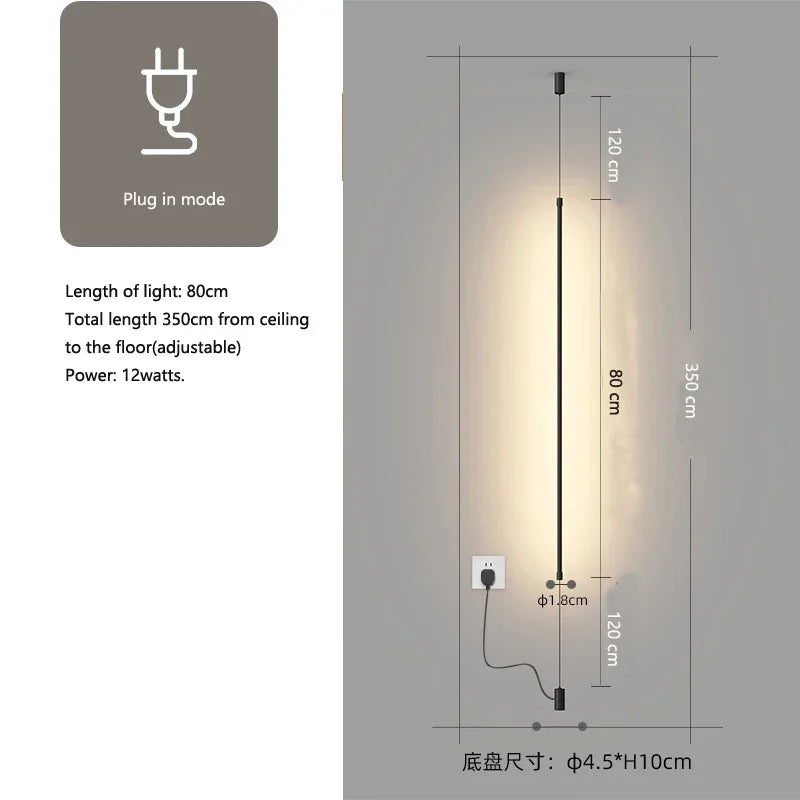 Suspension Slim Line LED Floor Light Hanging Pendant Lamp Living Room Bedroom Modern Minimalist Home Lighting Fixture