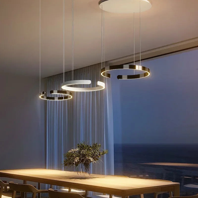 Modern Ring Pendant Lamp Remote Control Dimmable Warm White Eye Protection Led Chandelier Kitchen Island Dining Room