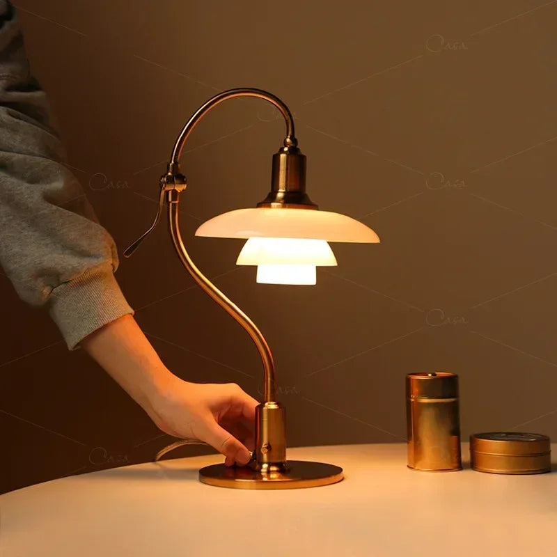 Denmark Designer Table Lamp Vintage Glass Desk Light for Bedroom Bedside