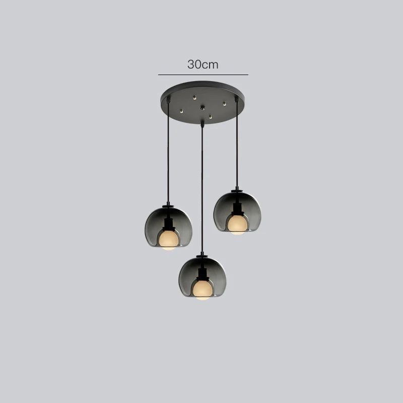 Modern Nordic Led Pendant lamp 3 Heads Iron Glass Indoor Home Decors Chandeliers Dining Room Bar Salon Hanging Lamp Fixtures