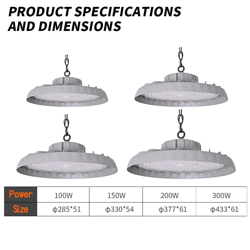 UFO LED High Bay Light (100W/150W) 220V - Super Bright 6000K IP66 Waterproof Commercial Industrial Lamp for Warehouse & Garage