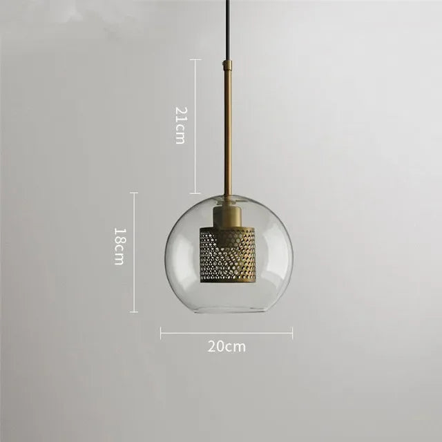 Modern Glass Ball Pendant Lamps Nordic Bedside Kitchen Dining Room Hanging Lights Luminaire Suspension Lighting Golden Designer