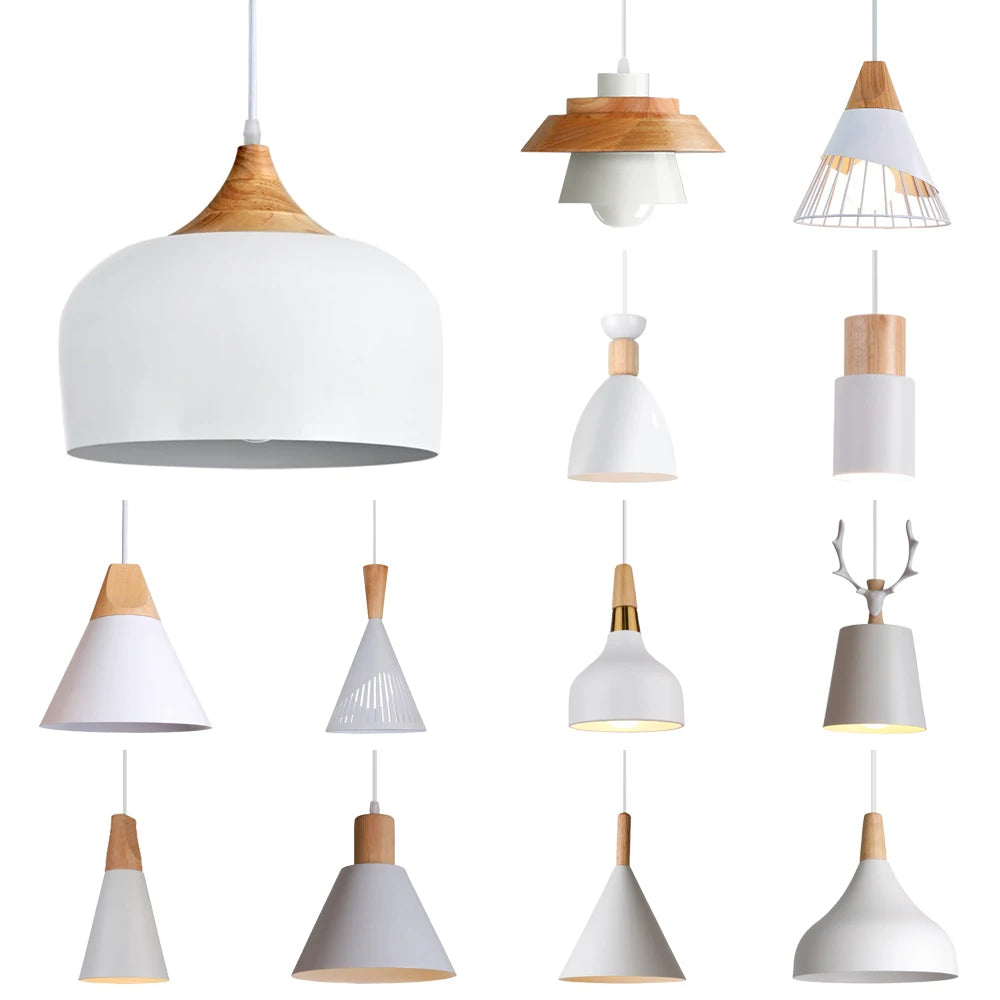 Loft Modern Pendant Light Wood Nordic Hanging Lamp Kitchen Lighting Fixture Industrial Chandelier Hanglamp Living Room Luminaire