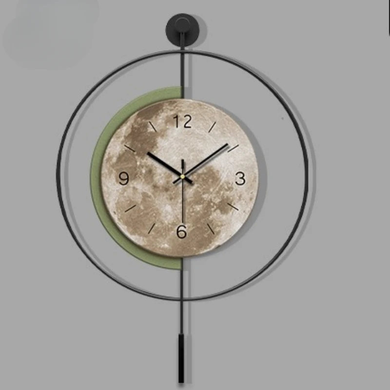 Minimalist Wall Clock Spanish Style Mute Moon Wall Decoration Clock Living Room Backdrop Home Decoration Creative Personalized