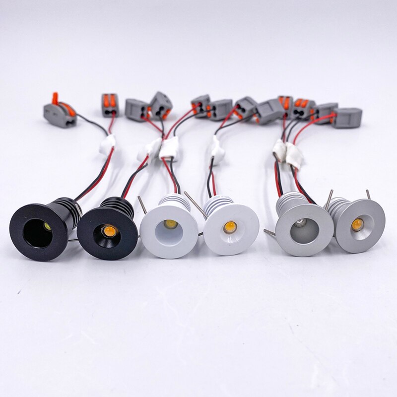 Black White Silver 1W Mini Spotlight Downlight Display Cabinet Bar Table 12V 24V Ceiling Embedded Staircase Indoor LED Star