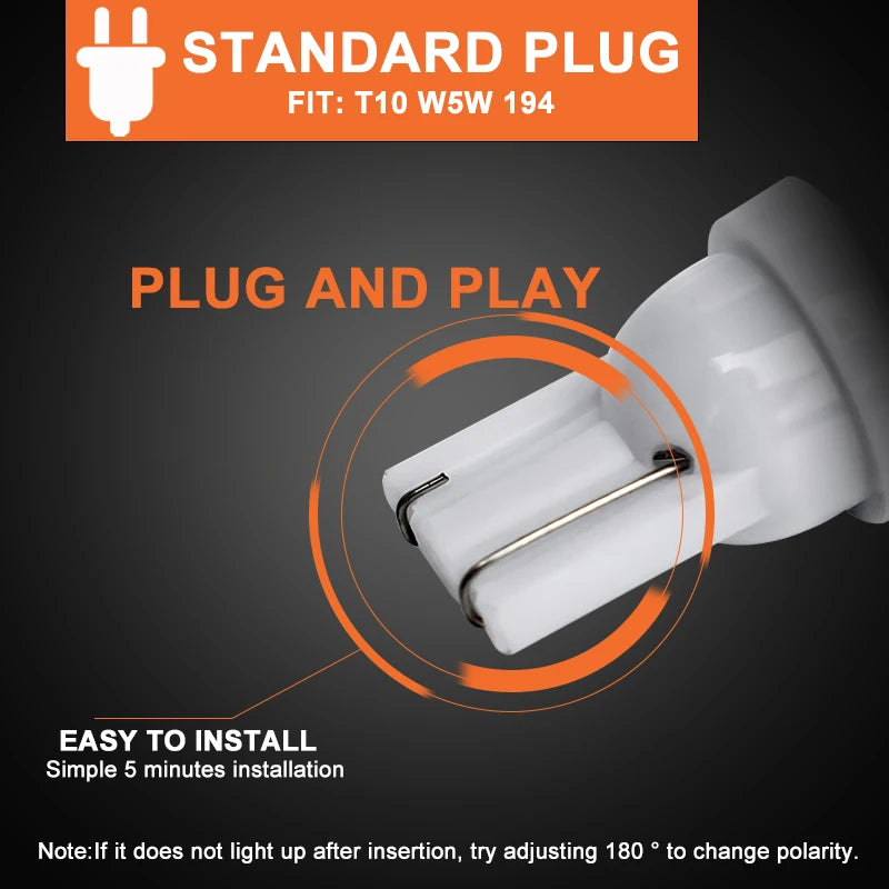 10 PCS MINI Small T10 W5W LED Bulb 12V 1210-8SMD 7000K White Car Interior Dome Reading Map Door Courtesy License Plate Lights