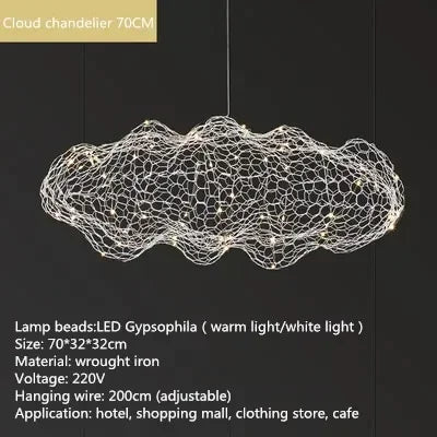 Danish Mesh Cloud Iron Restaurant LED Ceiling Pendant Lights Golden for Dinning Living Room Hanging Luminar Lamp Home Decor Lamp