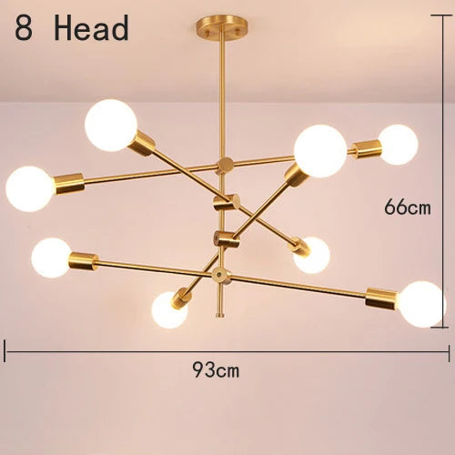 Nordic Iron Gold Pendant Lamp - Geometric LED Light for Dining Room