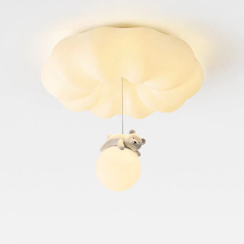 White Bear Cloud Ceiling Lights Children's Room Light Modern Cream Style Warm Boy Girl Bedroom Baby Room Ceiling Lamps