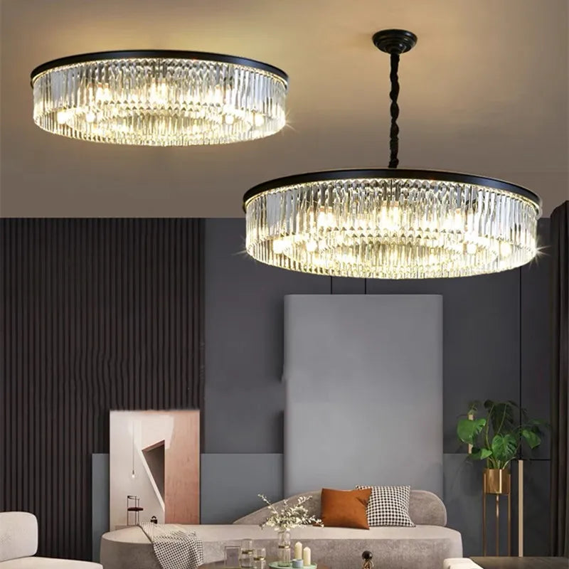 New Modern LED Crystal Chandelier American Living Dining Room Villa Hanging Light Bedroom Ceiling Pendant Lamp Home Decor Lustre