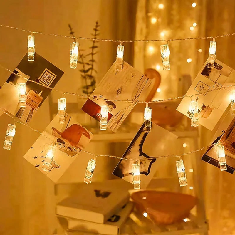 LED Photo Clip String Lights (10–40 LEDs) - Fairy Lights for Picture & Card Hanging