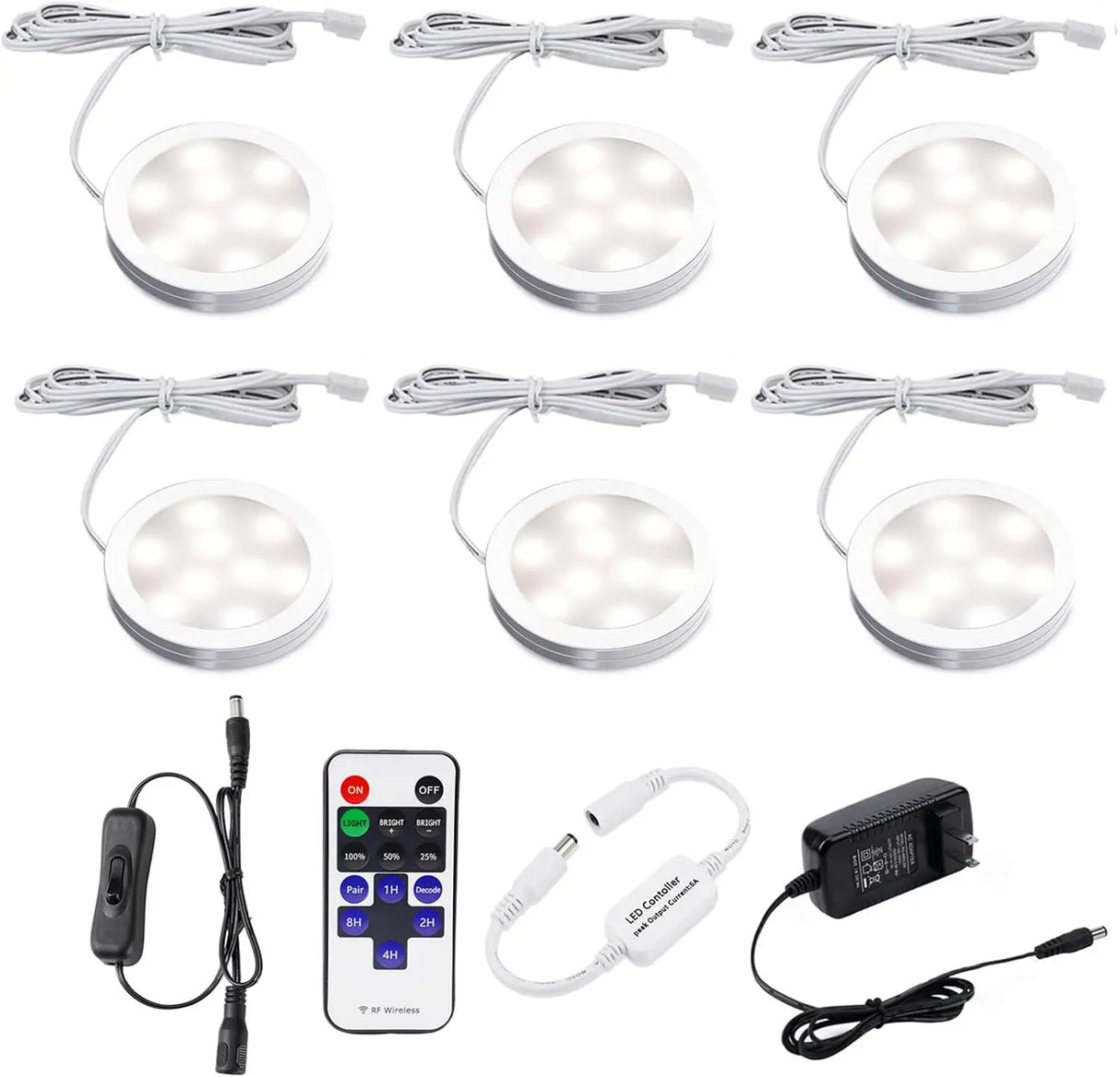 Under Cabinet Puck Lights with Remote,Light Wired, Under Counter Light Fixtures for Kitchen, LED Light for Shelf, Display Case