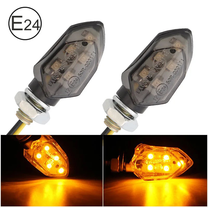 Super Bright Mini LED Motorcycle Turn Signal Lights (2 Pcs) - Universal Amber Blinker Indicator Lamps for Moto & Scooter