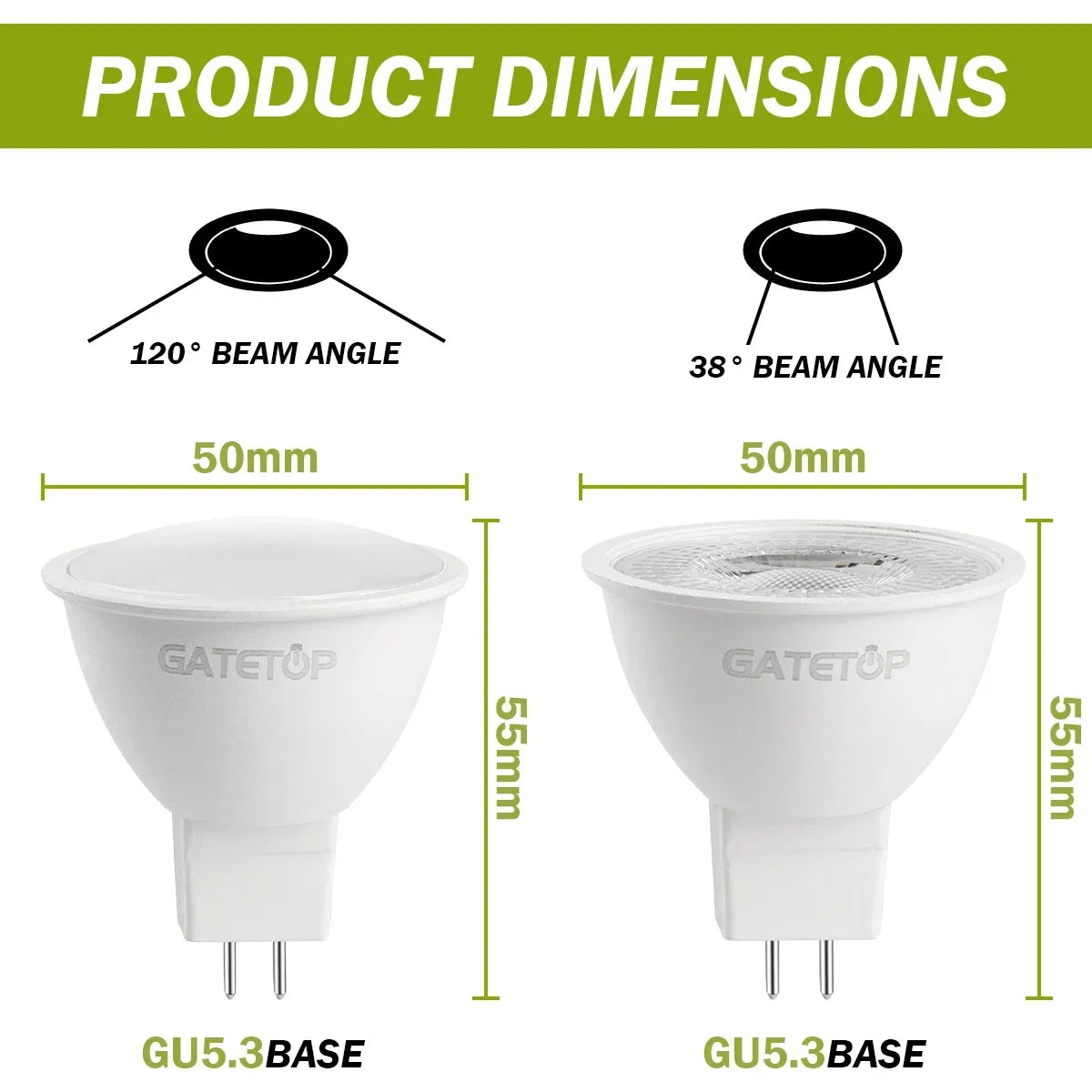 20-Pack MR16 LED Spotlights - GU5.3 12V / 110V / 220V Bi-Pin Bulbs