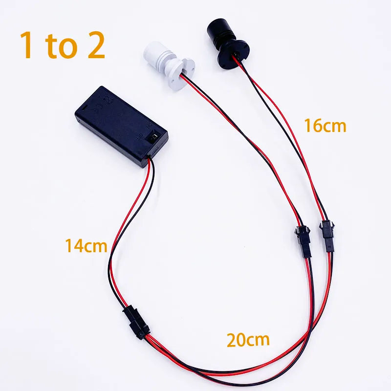 Mini 3V 1W LED Battery Box Spotlight (1-to-2 Splitter Cable) - Small Micro Lamp for Handmade Models, Display Counters & Crafts