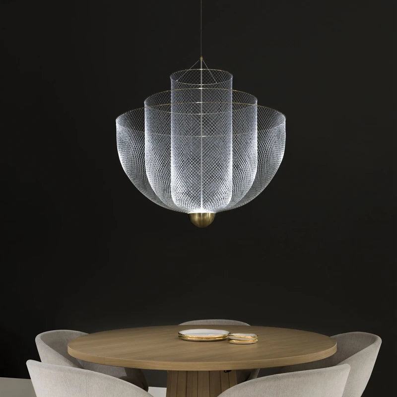 Artpad Modern Moooi Metal Grid Ceiling Chandelier Designer Chrome Meshmatic Dining Table Restaurant Led Large Hanging Lamps