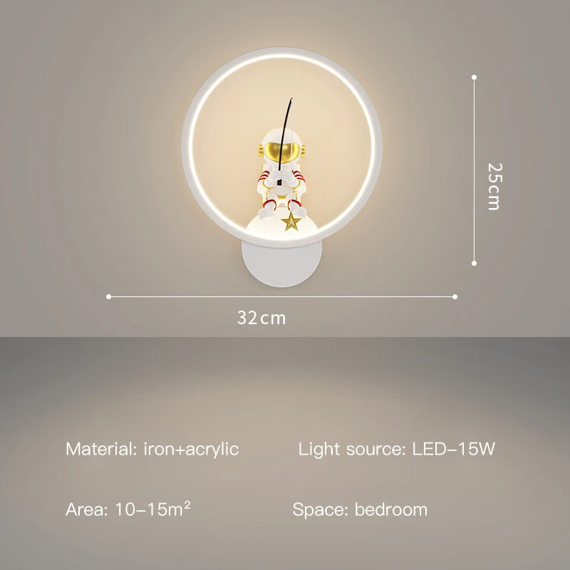 Minimalist Square Led Wall Lamps Astronaut Child Bedroom Bedsides Wall Seconded Light Modern Indoor Decors Night Lighting Fixture