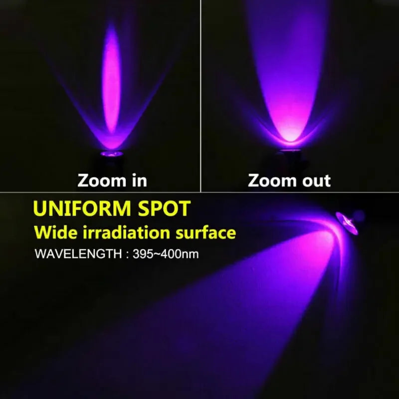 395NM UV Flashlight Rechargeable Ultraviolet Torch Pet Urine Scorpion Detector UV Lamp Anti-counterfeiting Bill Seal Detector