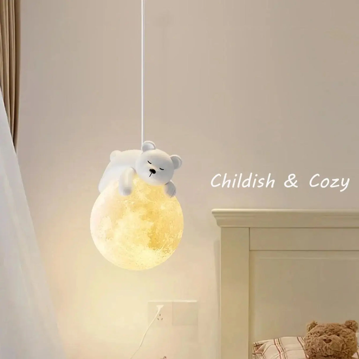 Children's Room Little Bear Pendant Lights LED Minimalist Chandelier Nordic Home Decoration Bedroom Bedside Hanging Lamp Fixture