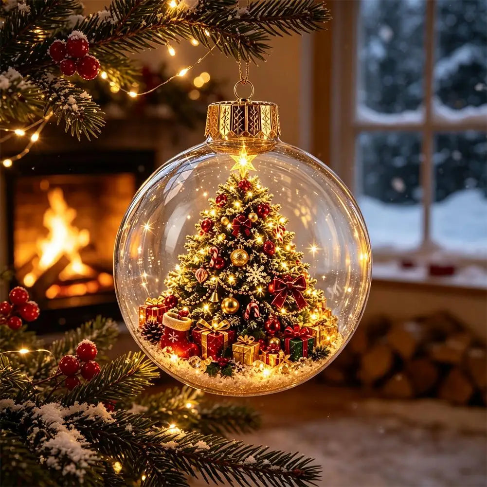 Glowing Christmas Story Ornament - Glowing Christmas Diorama Ornament, Light-Up Mini Scene With Warm LED Light, Light-Up Mini