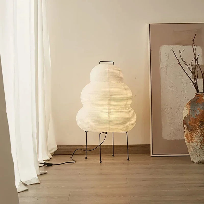 Japanese Design Akari Noguchi Table Lamp - White Rice Paper Desk Light