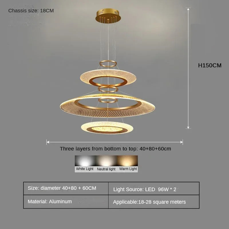 Modern LED Screw Living Room Chandelier Luxury Ring Villa Pendant Lamp Atmosphere Kitchen Island Art Decoration Lighting Fixture