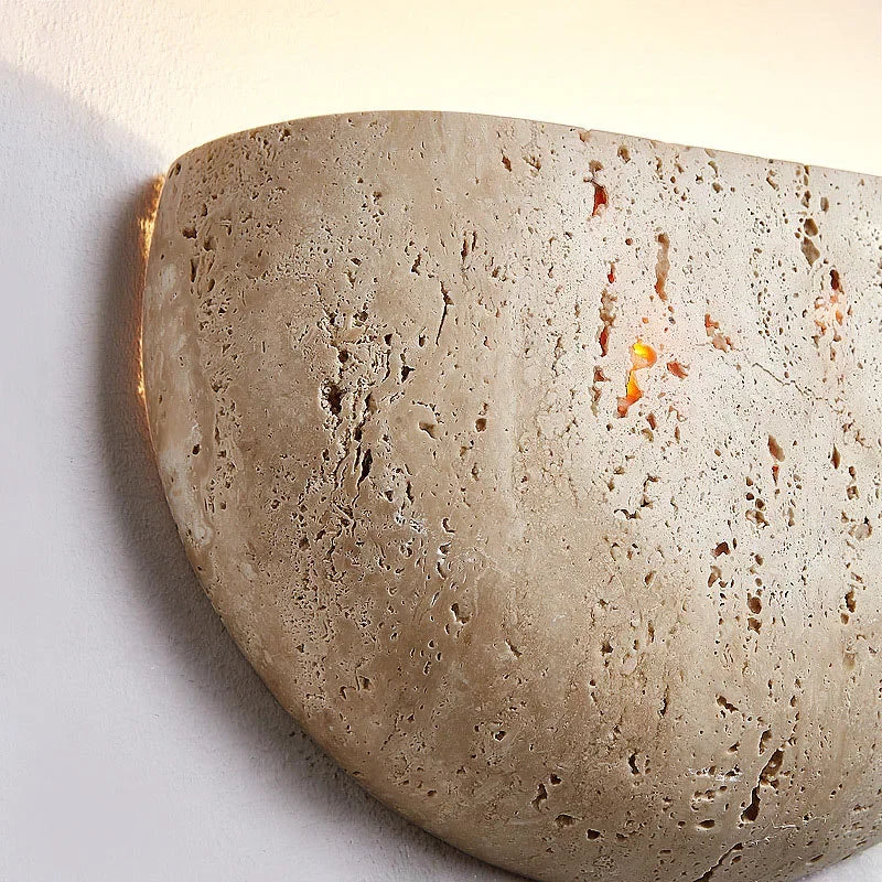 Wabi-sabi Natural Stone Wall Lamp - Retro Modern Sconce for Living Room & Porch