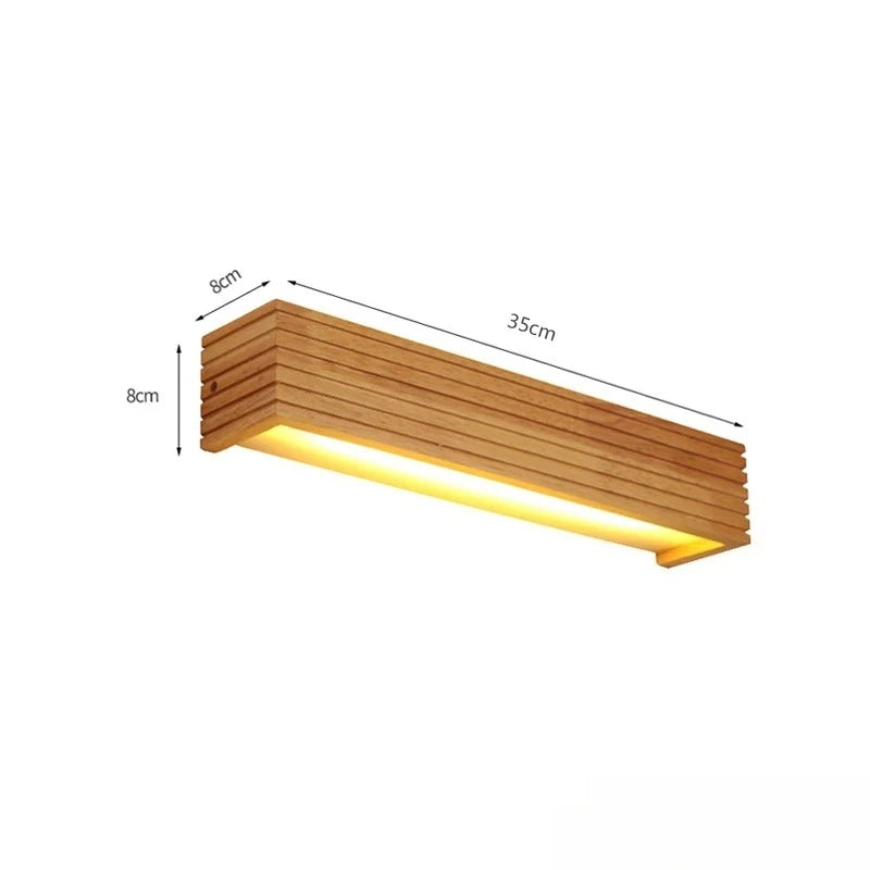 Modern LED Solid Wood Wall Lamp Modern and Simple Nordic Bedroom Bedside Lights Corridor Household Lighting Fixture
