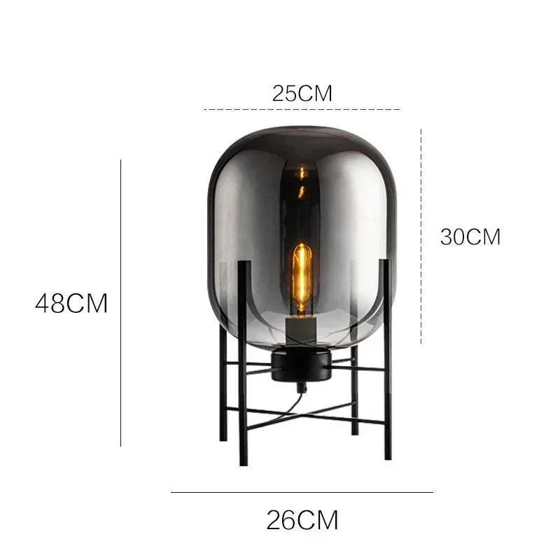 Nordic Minimalist Smoke Gray Glass Led Floor Lamp Designer Bedroom Bedside Table Light High-end Living Room Decoration Lighting