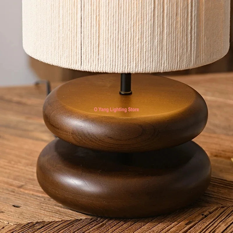 Wabi Sabi Style Solid Wood Designer Creative Walnut Base Living Room Study Bedroom Bedside Japanese Atmosphere Light