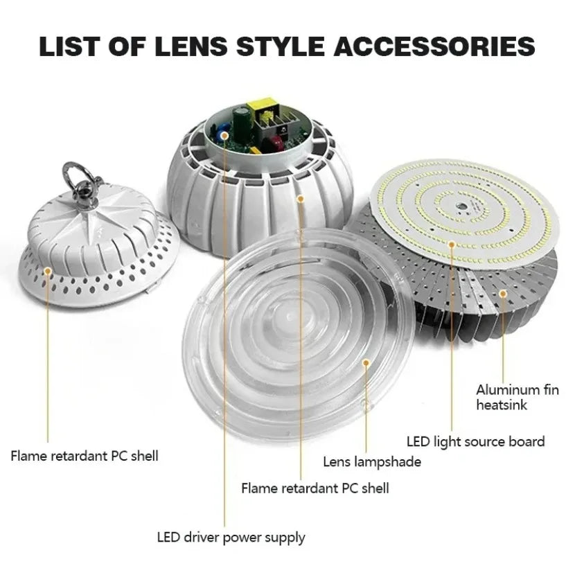 Modern High-Brightness LED High Bay Chain Chandelier - Energy-Saving Industrial Overhead Lamp for Factory, Warehouse & Workshop