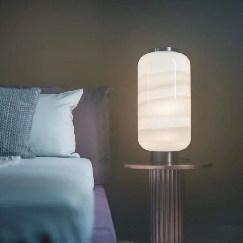 Nordic Designer Smoke White Glass LED Floor Lamp Bedroom Study Hotel Chandelier Living Room Sofa Atmosphere Art Decor Lighting