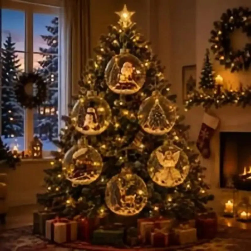 Glowing Christmas Story Ornament - Glowing Christmas Diorama Ornament, Light-Up Mini Scene With Warm LED Light, Light-Up Mini