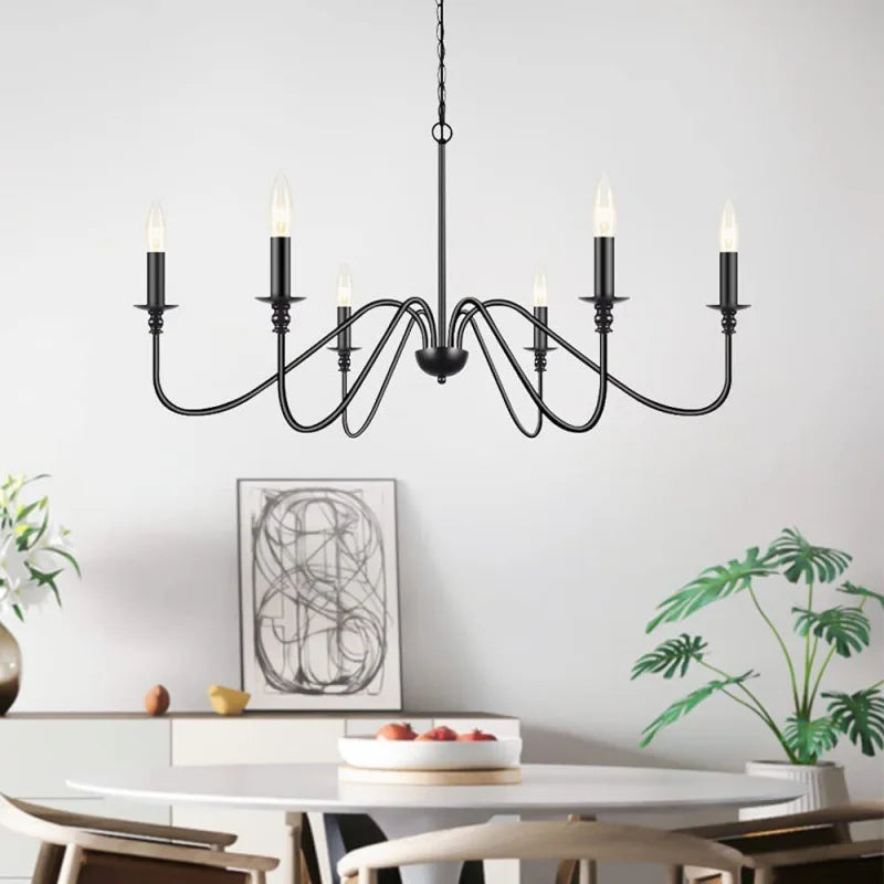 Retro Loft Living Room Chandelier - Vintage American E14 Black & Gold Light