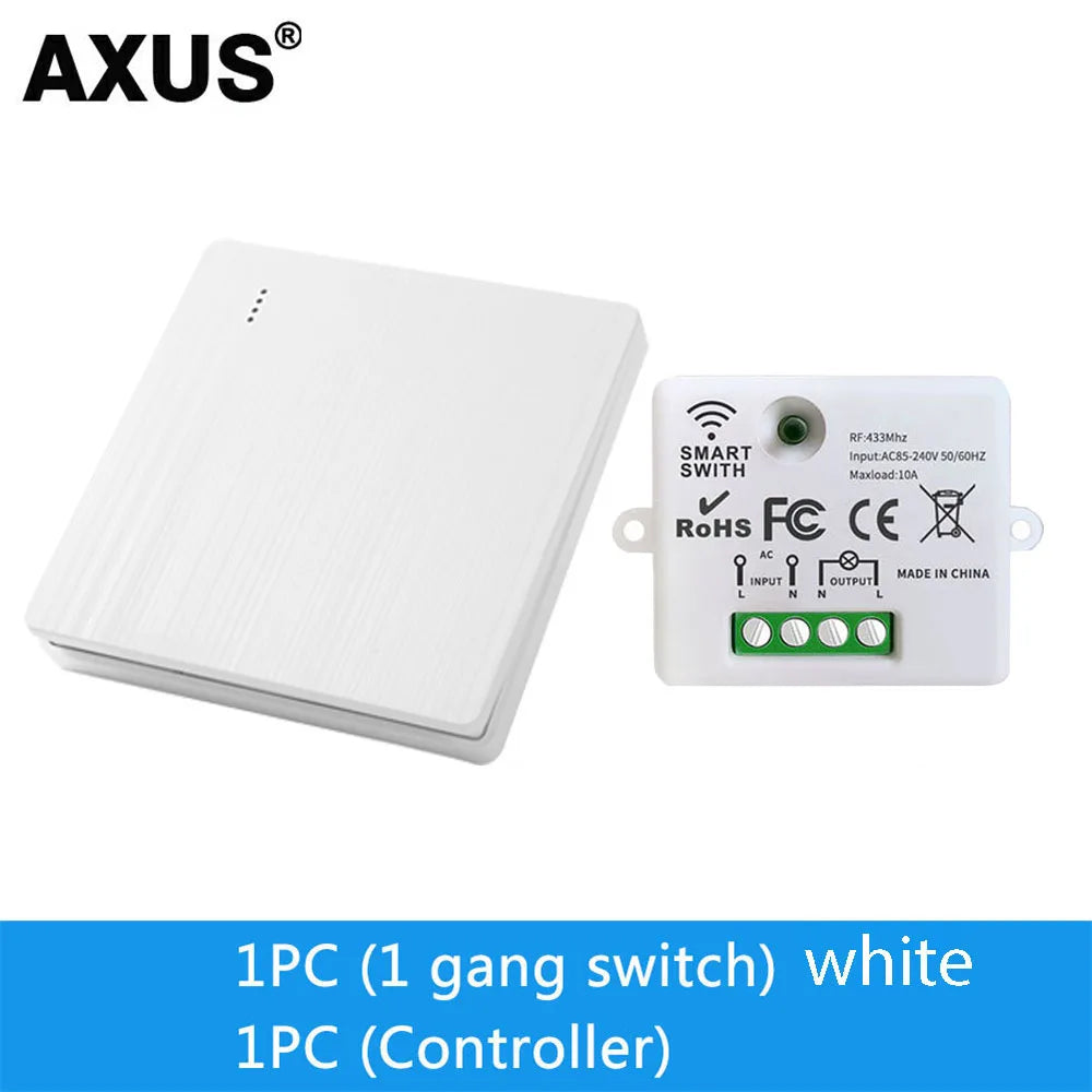 86 Type Wireless RF 433MHz Wall Panel Remote Control (1/2/3 Gang) - Smart Switch Transmitter for LED Light, Lamp & Ceiling Fan