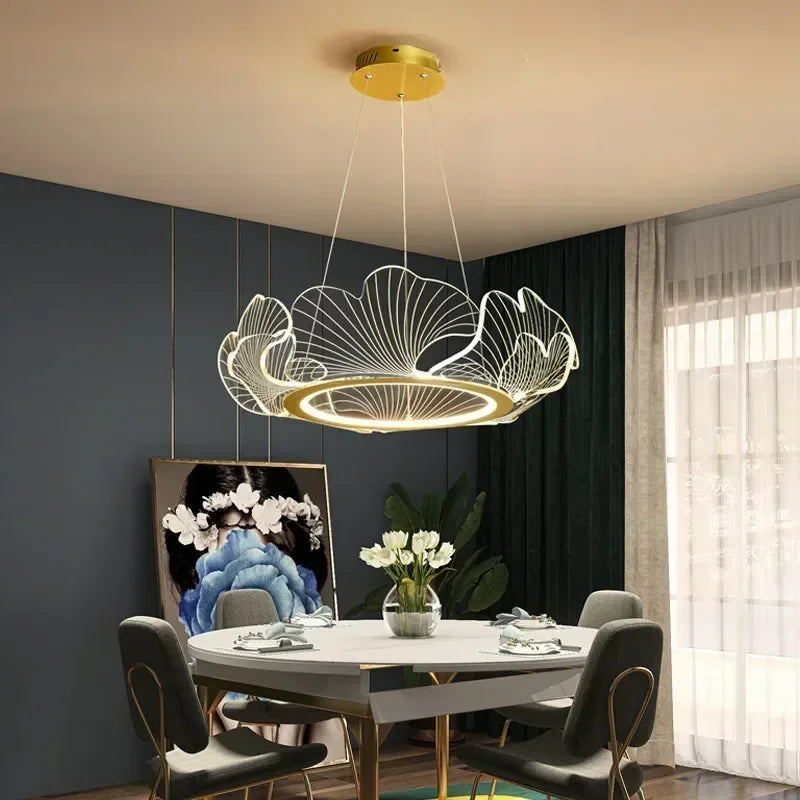 Modern Petal Pendant Light Ring Highlight Acrylic Restaurant Bedroom Decorativos Deluxe Design Living Room Hanging Lamp Fixtures