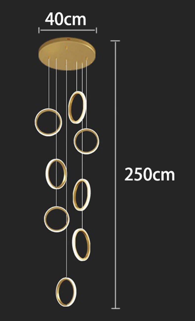 Modern Long Spiral Chandelier - Grand Staircase Pendant Lamp for High Ceilings