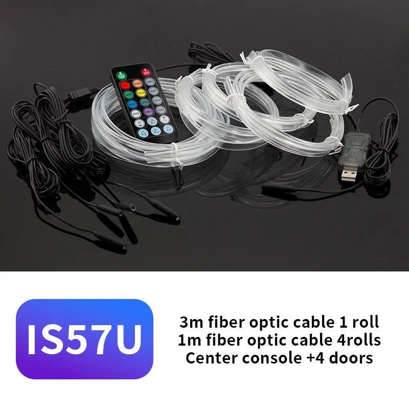 3M Car Interior LED Decorative Lamp - EL Wiring Neon Strip for Auto DIY