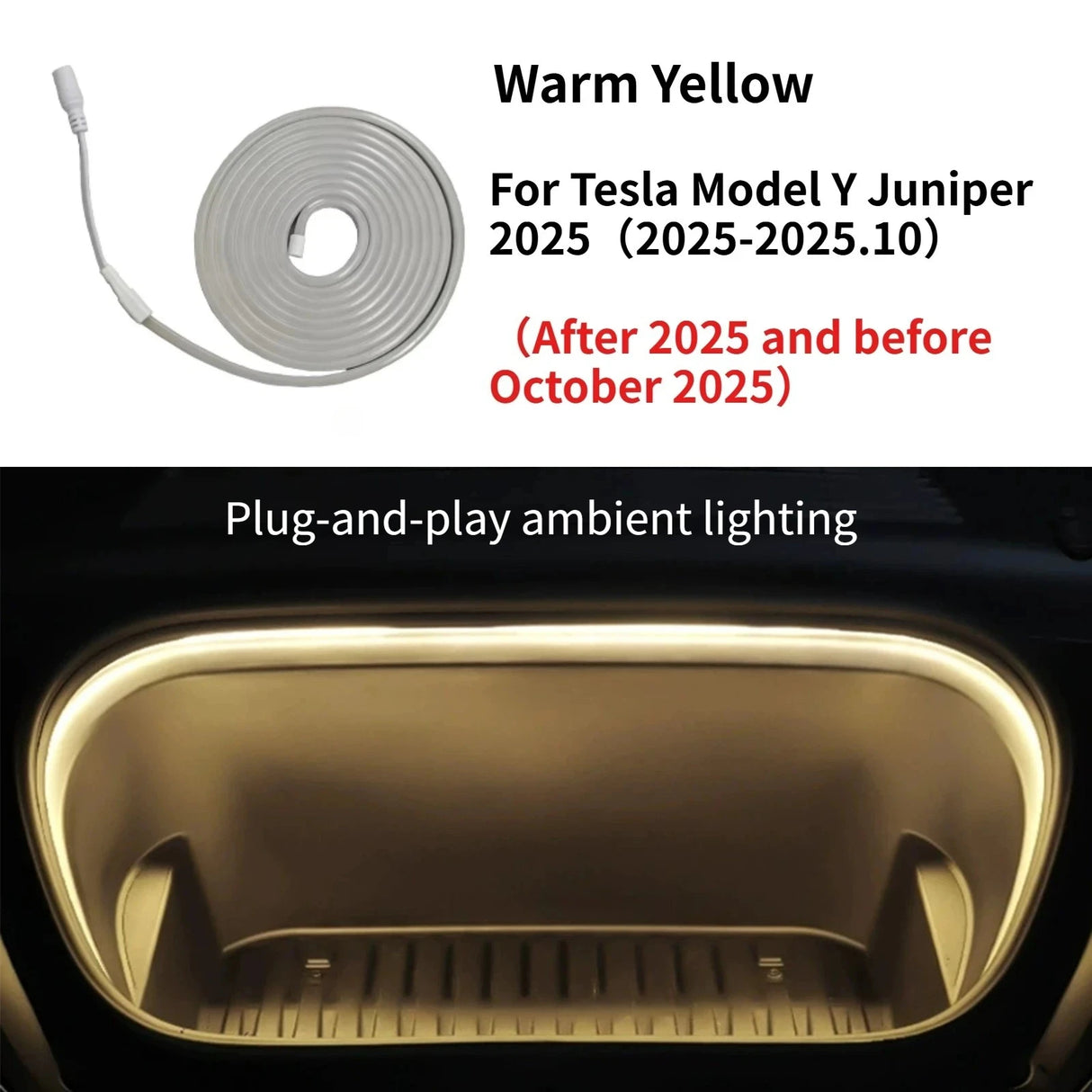 For Tesla Model Y/YL Juniper 2026 Car Front Trunk LED Light Bar Strip Interior Brightening Decorative Lamp Strip Automatic Light