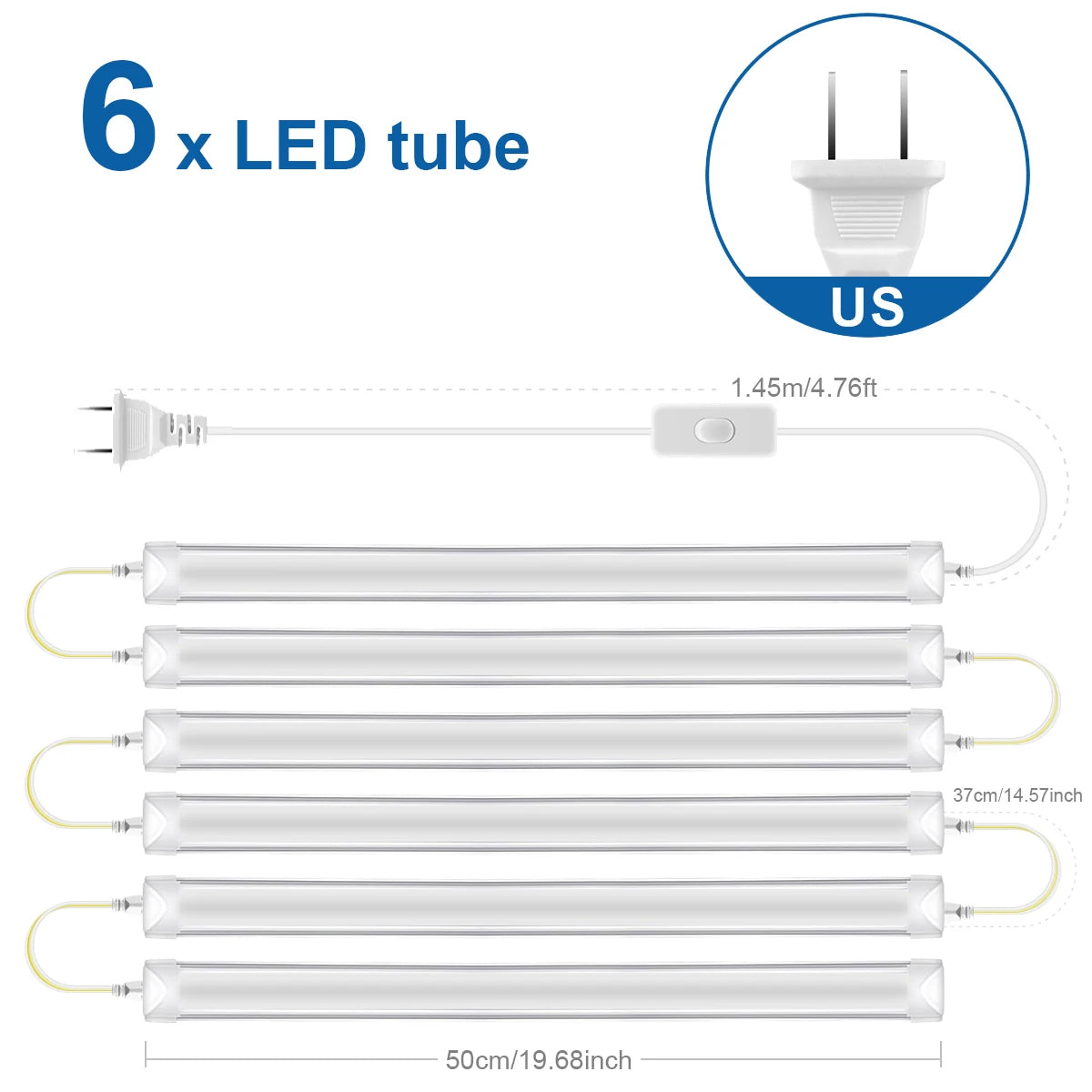 50cm LED Tube Light Bar (T5 15W / T8 25W) - Under Cabinet, Kitchen Wall Lamp & Fluorescent Tube Replacement