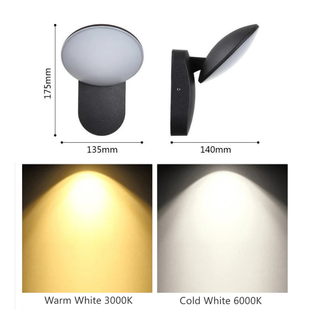12W PIR Motion Sensor Outdoor LED Wall Lamp Waterproof Aluminum Garden Porch Light Corridor Entrance Sconce Indoor Fixture