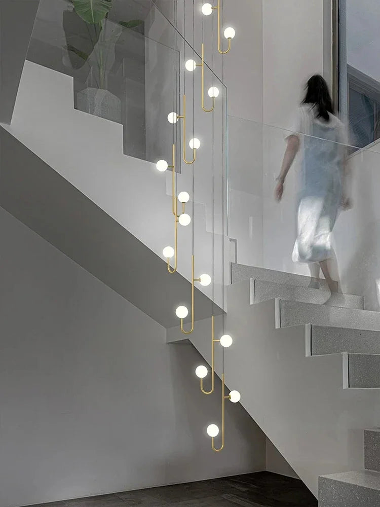 Modern Duplex Staircase LED Pendant Light - Living Room Long Hanging Lamp